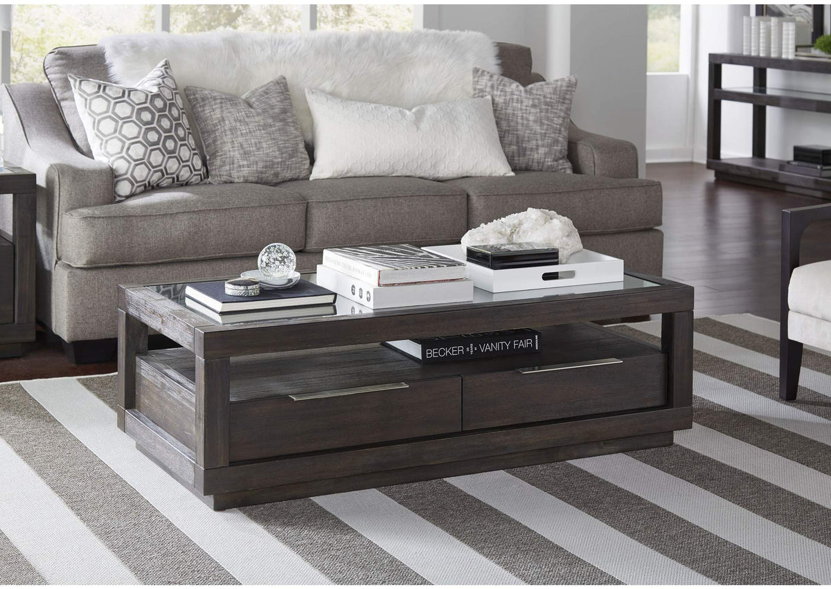 AZU521 Oxford Two Drawer Rectangular Coffee Table In Basalt Grey