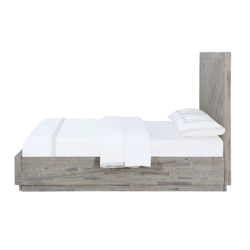 Alexandra Solid Wood Platform Bed in Rustic Latte