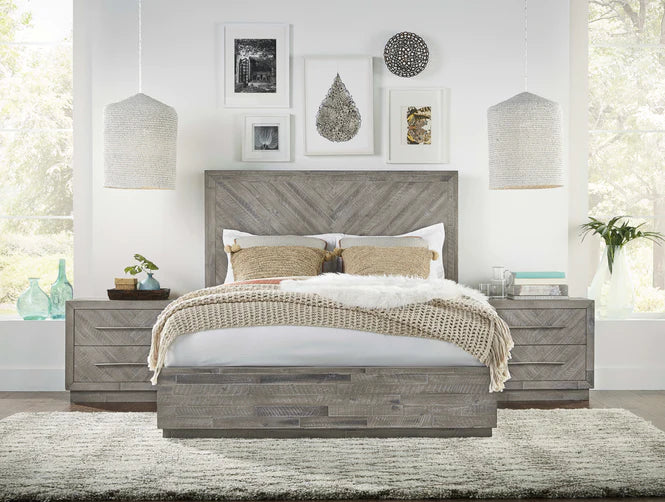 Alexandra Solid Wood Platform Bed in Rustic Latte
