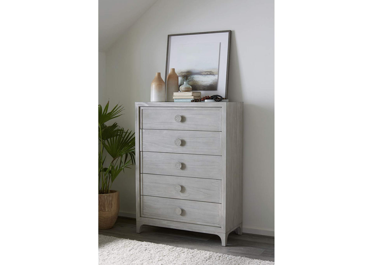 1JQ984A Boho Chic Five - Drawer Chest In Washed White (2024)