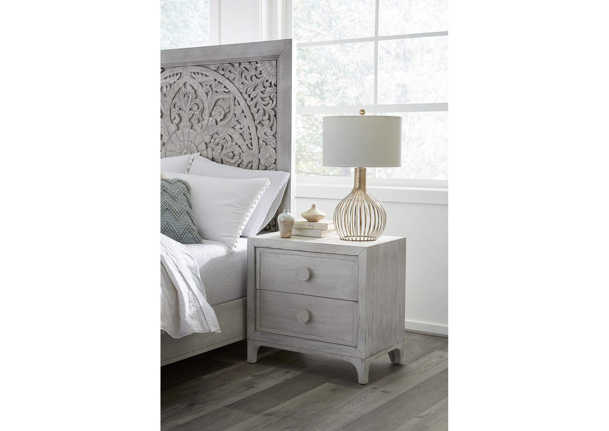 1JQ981 Boho Chic Nightstand In Washed White