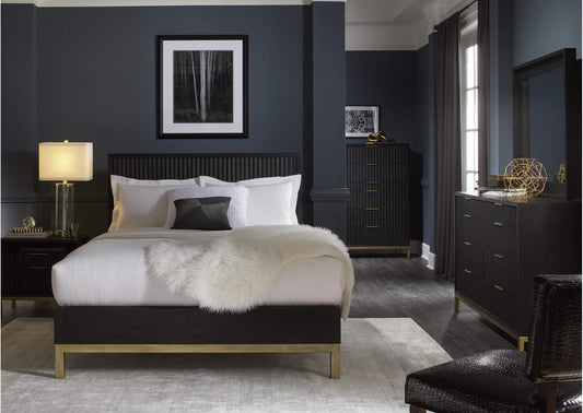8ZU582A Kentifield Solid Wood Eight Drawer Dresser In Black Drifted Oak (2024)