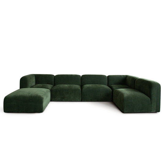 Echo 6PC Reversible Sectional in Spruce Green Fabric