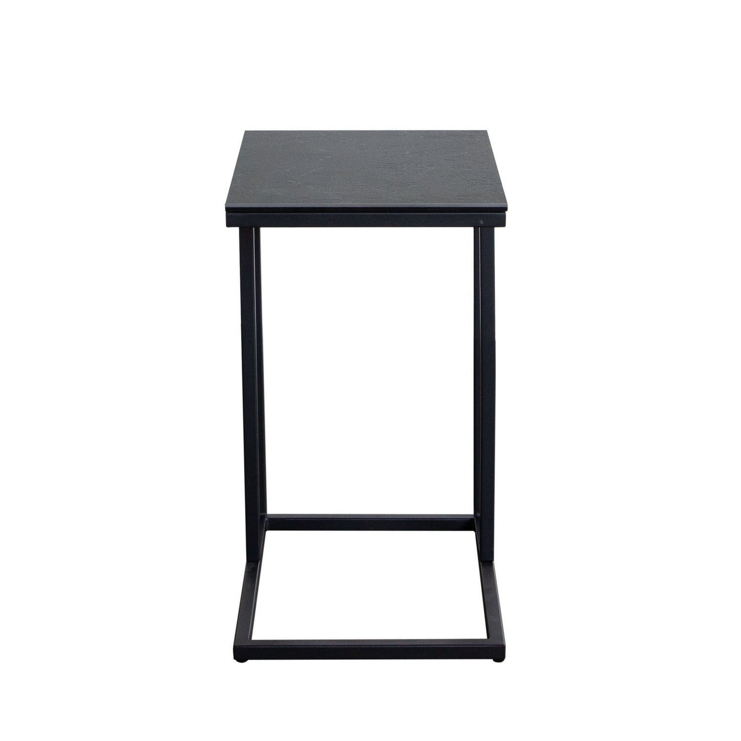 Edge "C" Table with Black Ceramic Top and Metal Frame