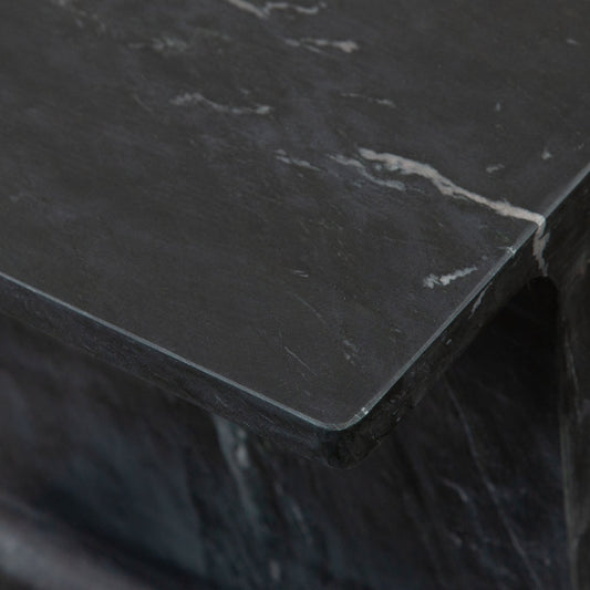 Iris I-Beam Accent Table in Genuine Black Marquine Marble