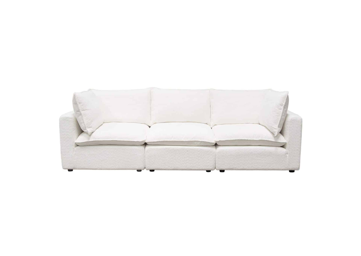 Ivy 3-piece Modular Sofa In White Faux Shearling W/ Feather Down Seating