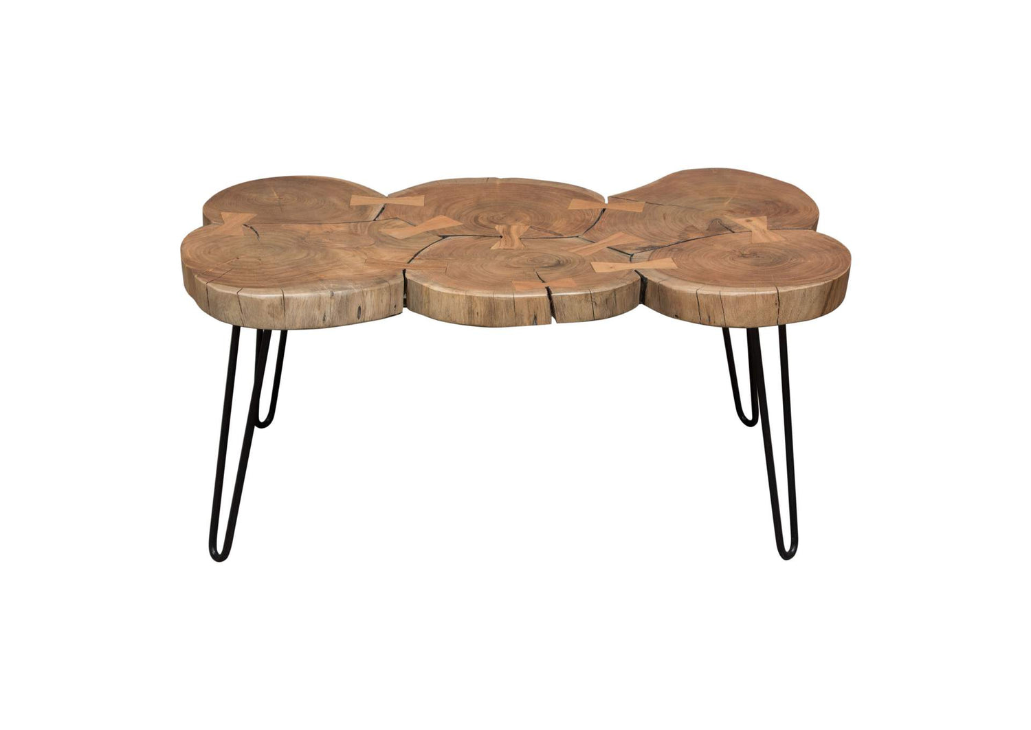 Joss Natural Acacia One of a Kind Live Edge Rectangle Cocktail Table w/ Black Hairpin Legs by Diamond Sofa