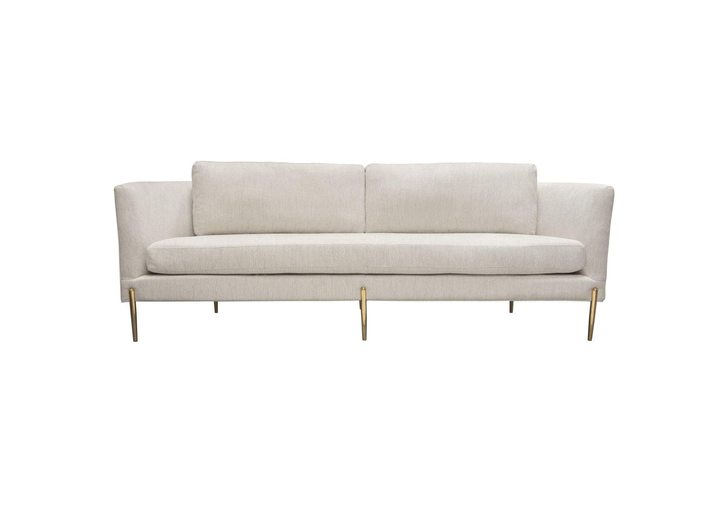 Lane Sofa in Light Cream Fabric with Gold Metal Legs
