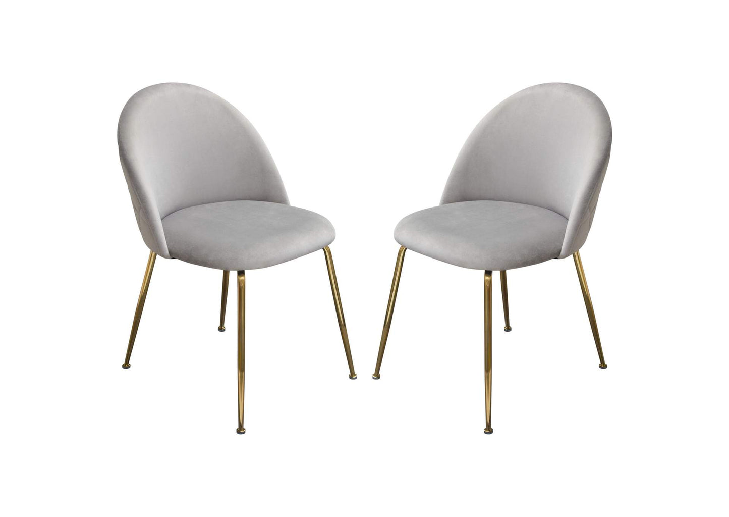Lilly Set of (2) Dining Chairs in Grey Velvet w/ Brushed Gold Metal Legs by Diamond Sofa