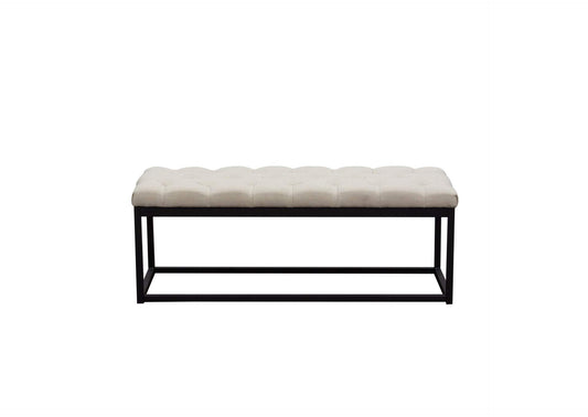 Mateo Black Powder Coat Metal Small Linen Tufted Bench by Diamond Sofa - Desert Sand Linen