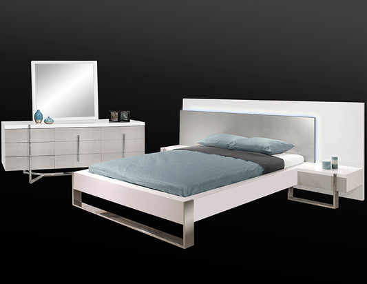 Martelli White and gray Lacquer King Bed