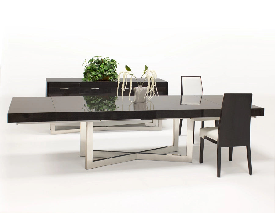 Maximo Gray Dining Table Silver Base