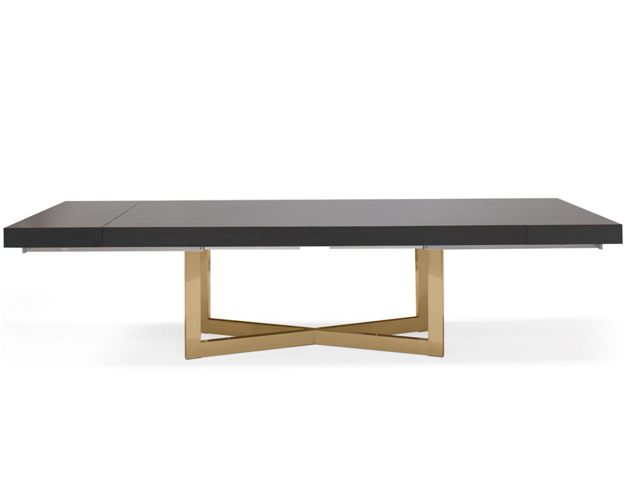 Maximo Gray Oak Dining Table Gold Legs