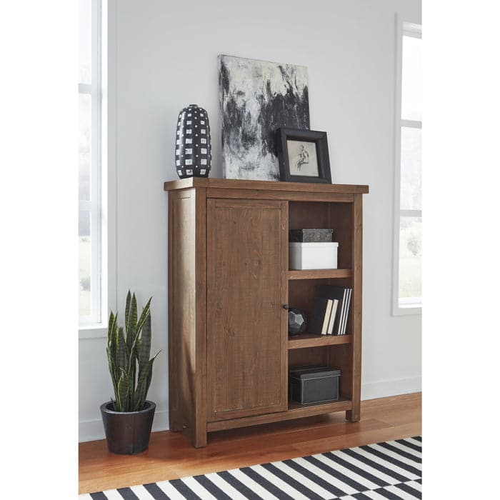 Autumn Sliding Door Bookcase in Flint Oak