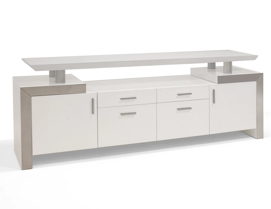 Monaco-White lacquer credenza