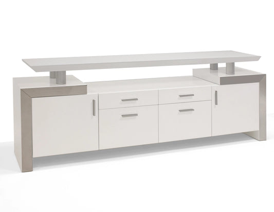 Monaco-White lacquer credenza