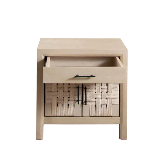 Palm Solid Mango Wood 2-Door, 1-Drawer End Table
