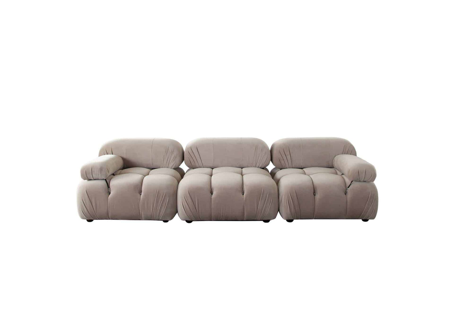Paloma 3pc Modular 111 Inch Sofa In Mink Tan Velvet