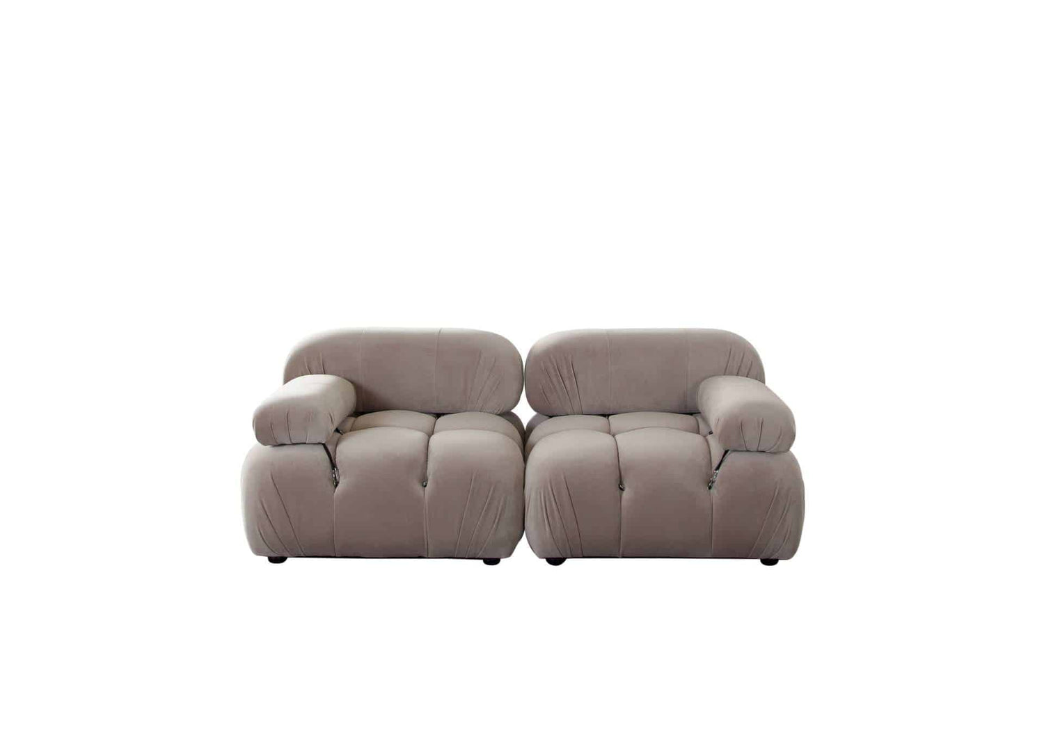 Paloma 2pc Modular 74 Inch Sofa In Mink Tan Velvet