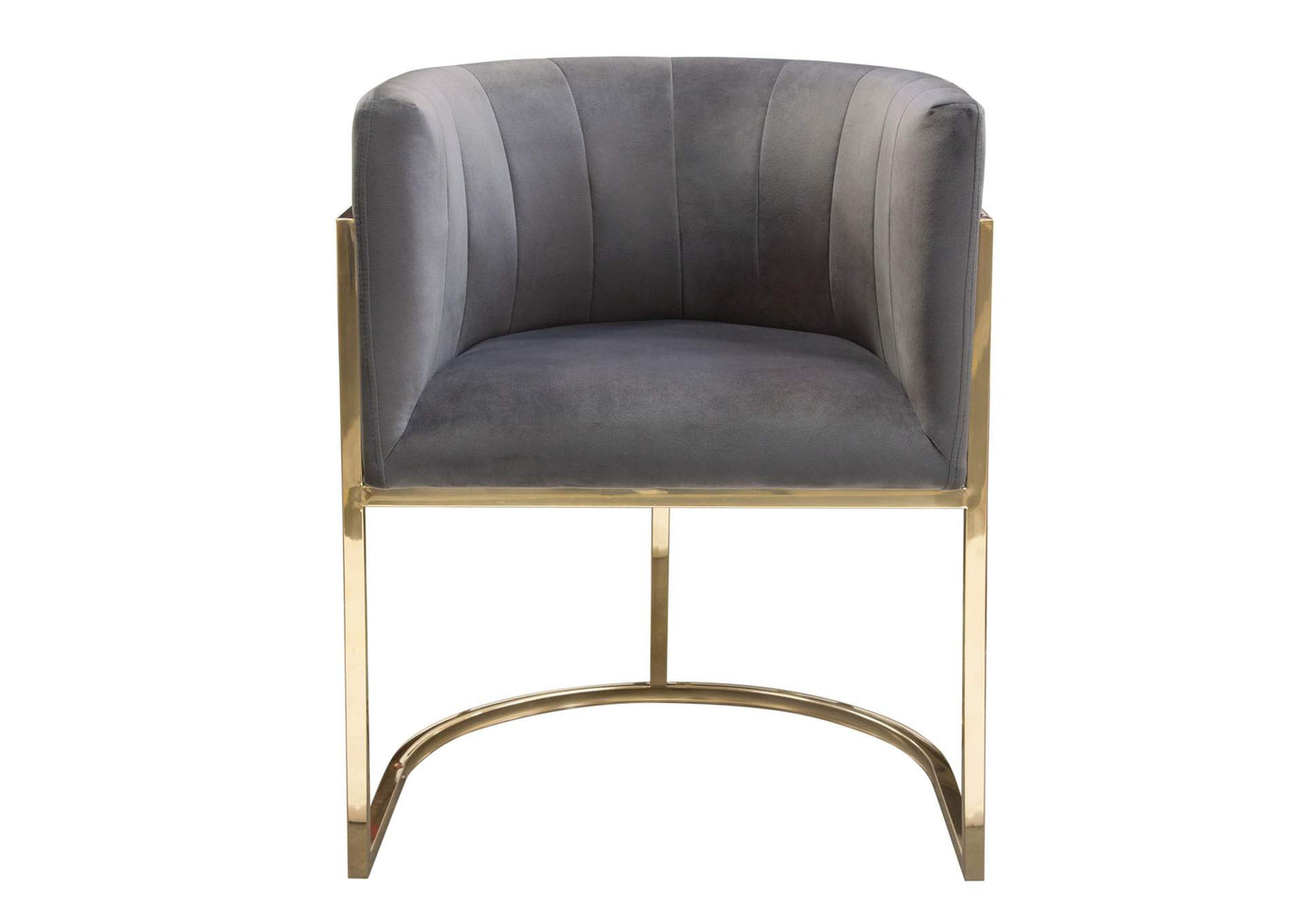 Pandora Dining Chair in Grey Velvet with Polished Gold Frame by Diamond Sofa