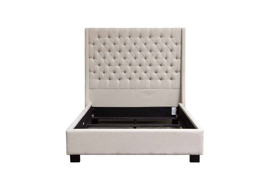 Park Avenue Queen Tufted Bed With Vintage Wing In Desert Sand Linen