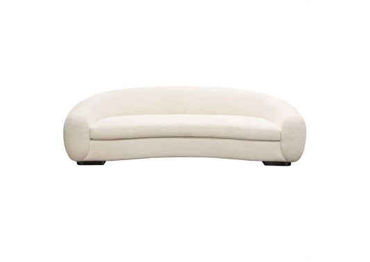 Pascal Sofa In Bone Boucle Textured Fabric W/ Contoured Arms & Back
