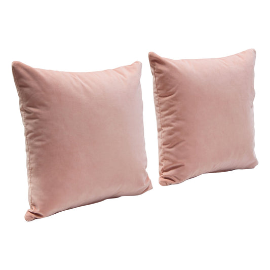 Set of (2) 16" Square Accent Pillows in Blush Pink Velvet