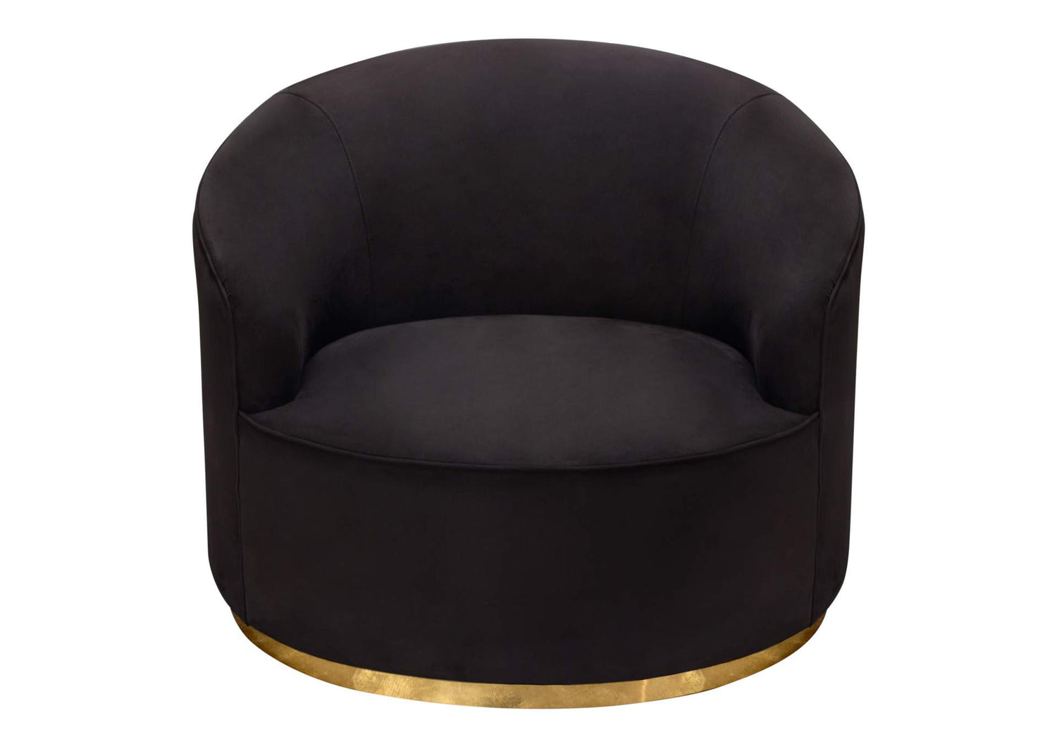 Raven Chair in Black Suede Velvet w/ Brushed Gold Accent Trim by Diamond Sofa