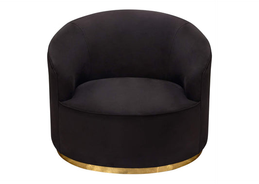Raven Chair in Black Suede Velvet w/ Brushed Gold Accent Trim by Diamond Sofa