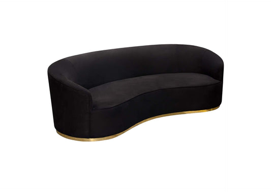 Raven Sofa in Black Suede Velvet w/ Brushed Gold Accent Trim by Diamond Sofa
