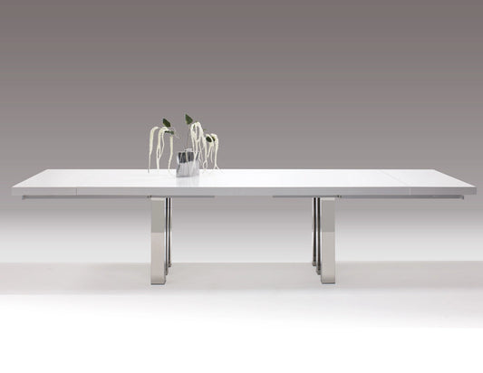 Roma White Lacquer Dining Table w/extensions