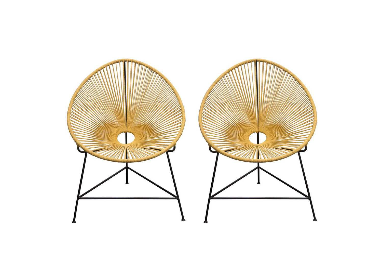 Sativa 2-Pack Accent Chair in Orange Rope w/ Black Iron Rod Frame by Diamond Sofa