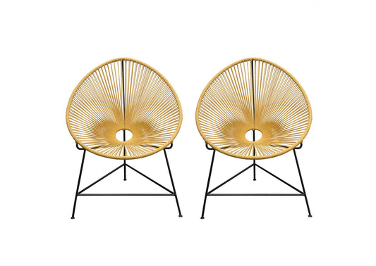 Sativa 2-Pack Accent Chair in Orange Rope w/ Black Iron Rod Frame by Diamond Sofa