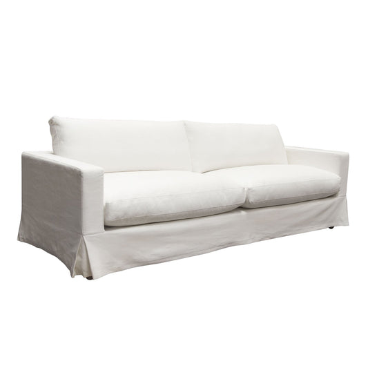 Savannah Slip-Cover Sofa in White Natural Linen