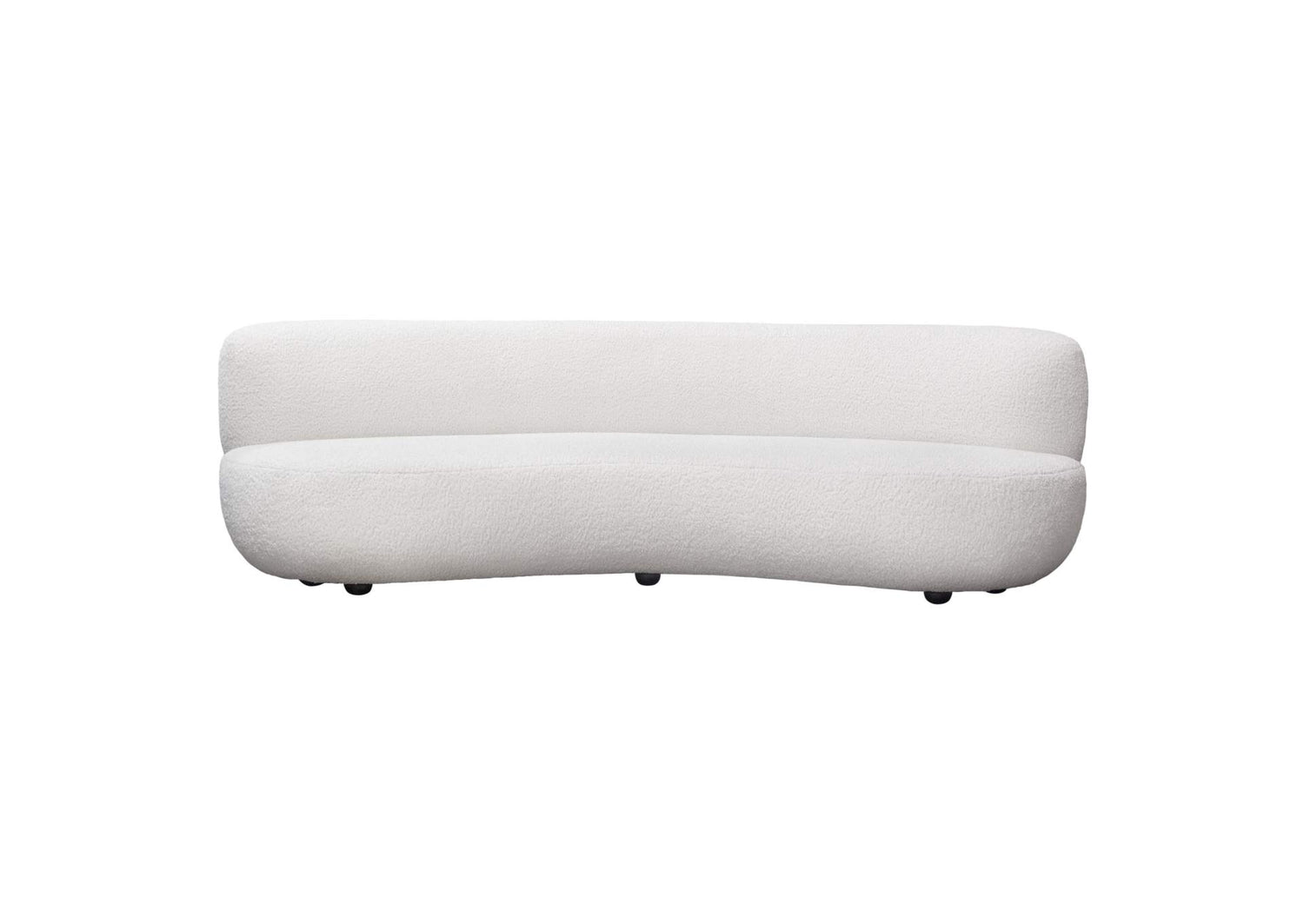 Simone Curved Sofa in White Faux Sheepskin Fabric by Diamond Sofa
