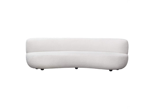 Simone Curved Sofa in White Faux Sheepskin Fabric by Diamond Sofa