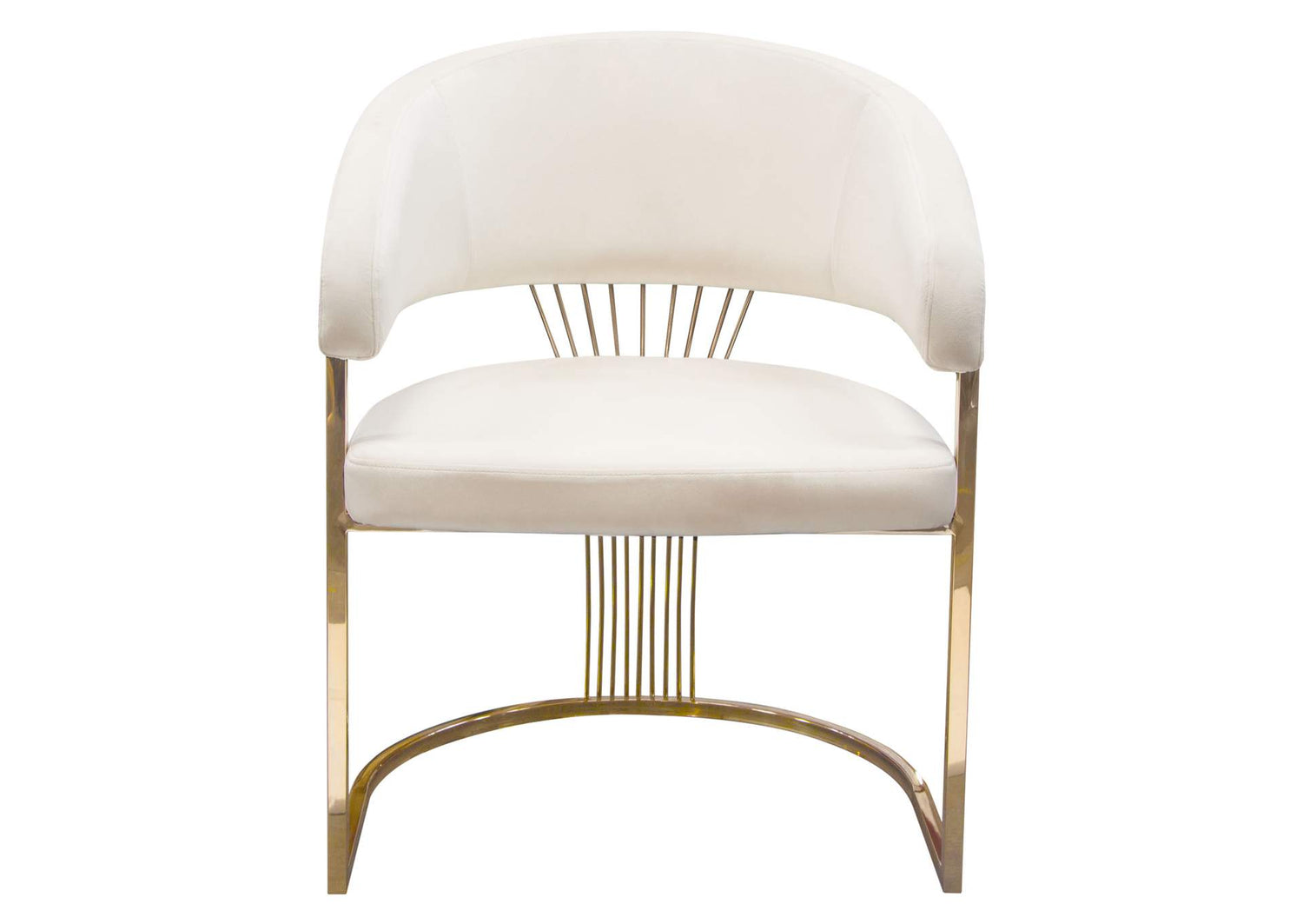 Solstice Dining Chair in Cream Velvet w/ Polished Gold Metal Frame by Diamond Sofa