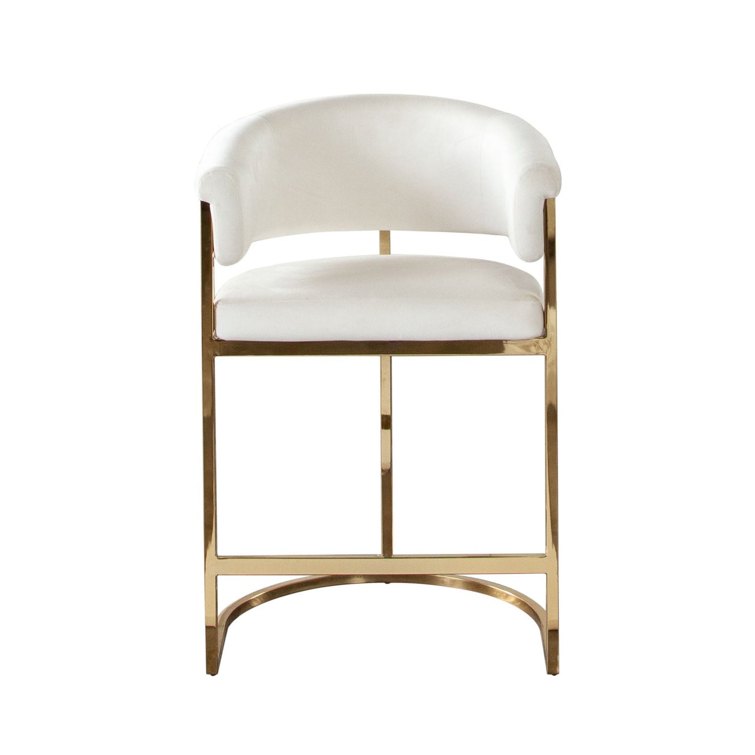 Solstice Counter Height Chair in Cream Velvet w/ Polished Gold Metal Frame