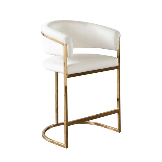Solstice Counter Height Chair in Cream Velvet w/ Polished Gold Metal Frame