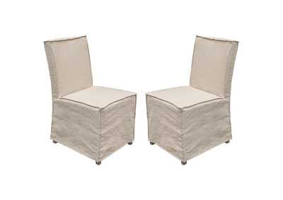 Sonoma 2-Pack Dining Chairs with Wood Legs and Sand Linen Removable Slipcover by Diamond Sofa