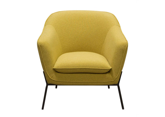Status Accent Chair in Yellow Fabric with Metal Leg by Diamond Sofa