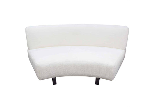 Vesper Curved Armless Sofa in Faux White Shearling w/ Black Wood Leg Base by Diamond Sofa
