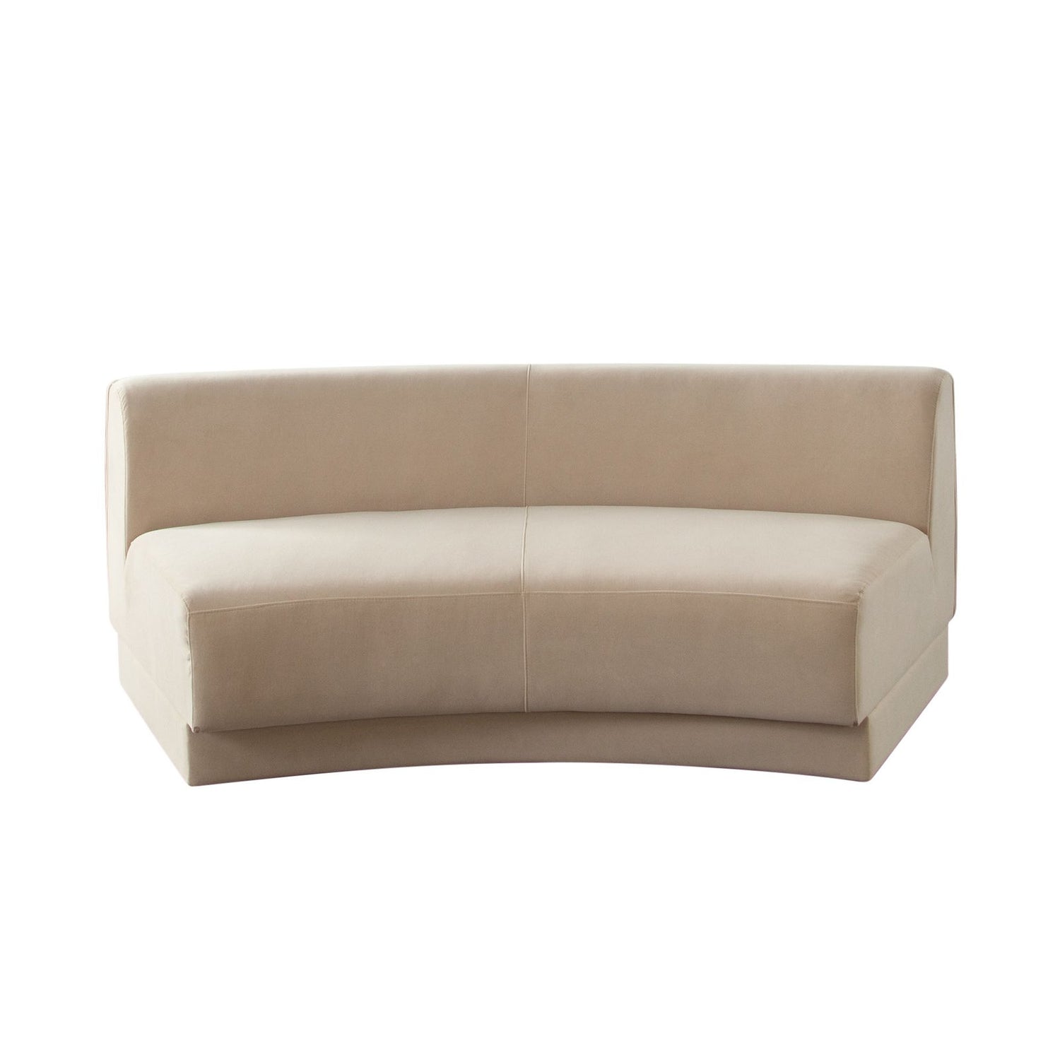 Zelda Curved Armless Sofa in Light Camel Performance Velvet w/ (1) Accent Pillow Ball