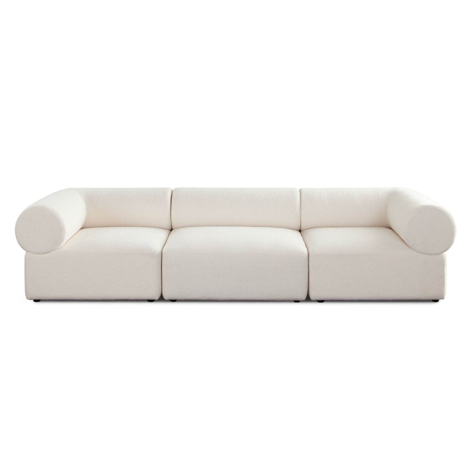 Zia 3PC Modular Sofa in Ivory Sherpa Fabric
