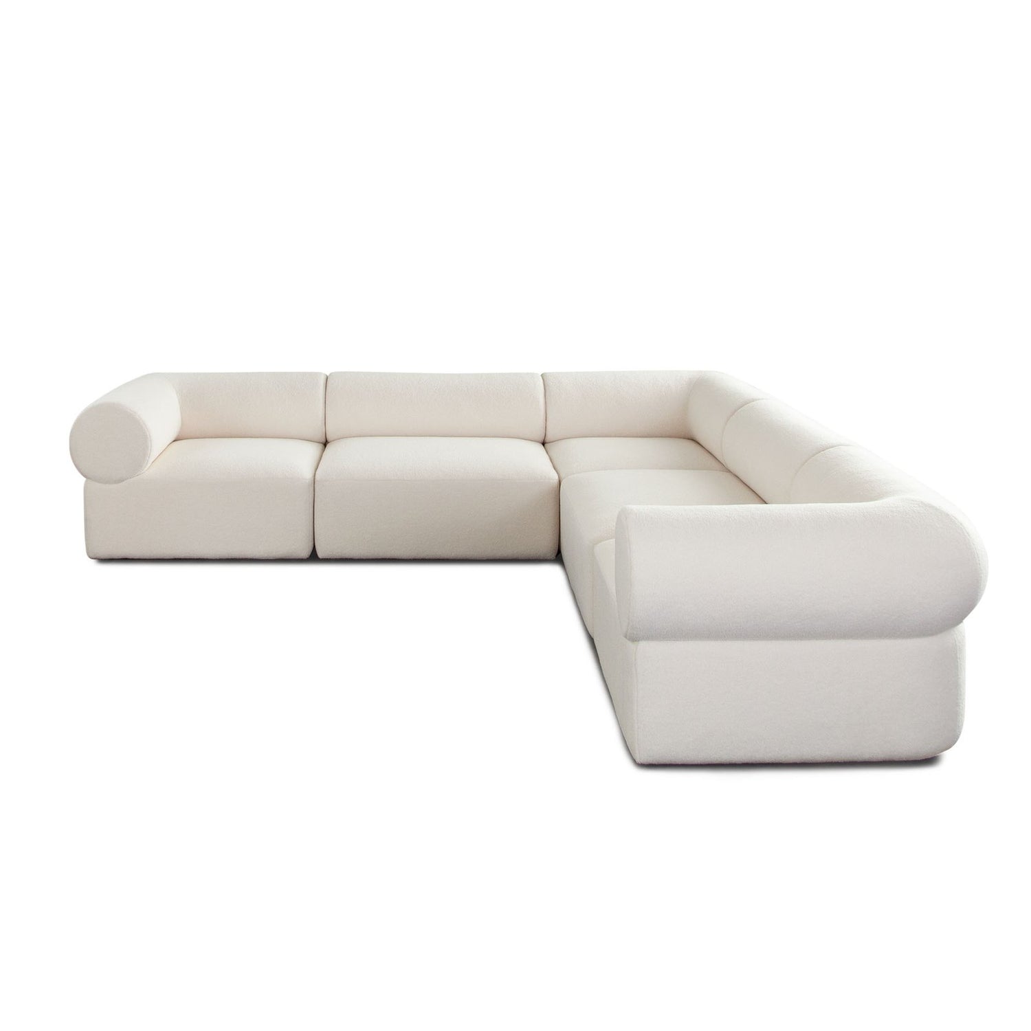 Zia 5PC Corner Sectional in Ivory Sherpa Fabric
