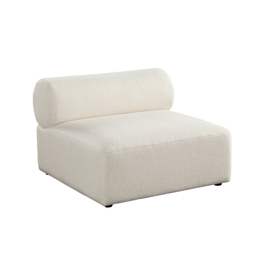 Zia Armless Chair in Ivory Sherpa Fabric