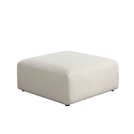 Zia Ottoman in Ivory Sherpa Fabric
