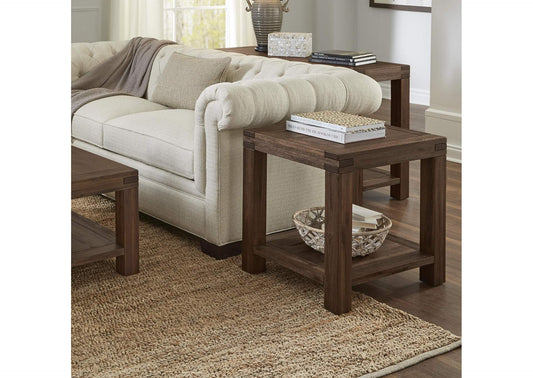3F4122 Meadow Solid Wood Rectangular Side Table In Brick Brown