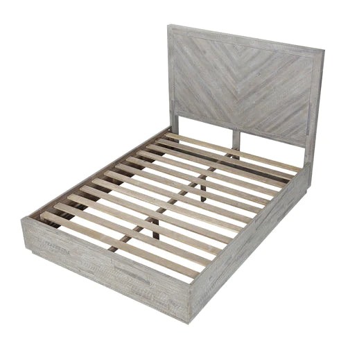 Alexandra Solid Wood Platform Bed in Rustic Latte