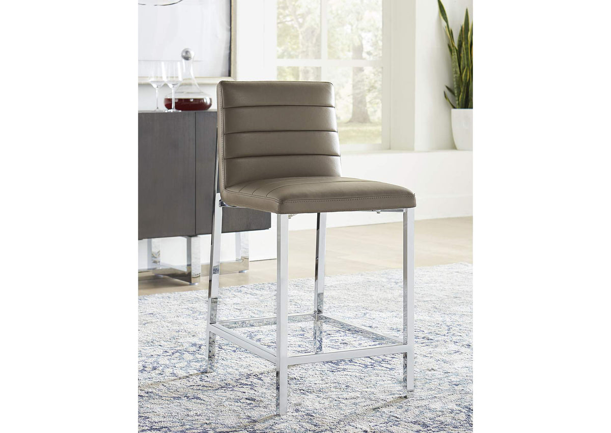 1AE270M Amalfi Metal Back Counter Stool In Taupe Leather (Set of 2)